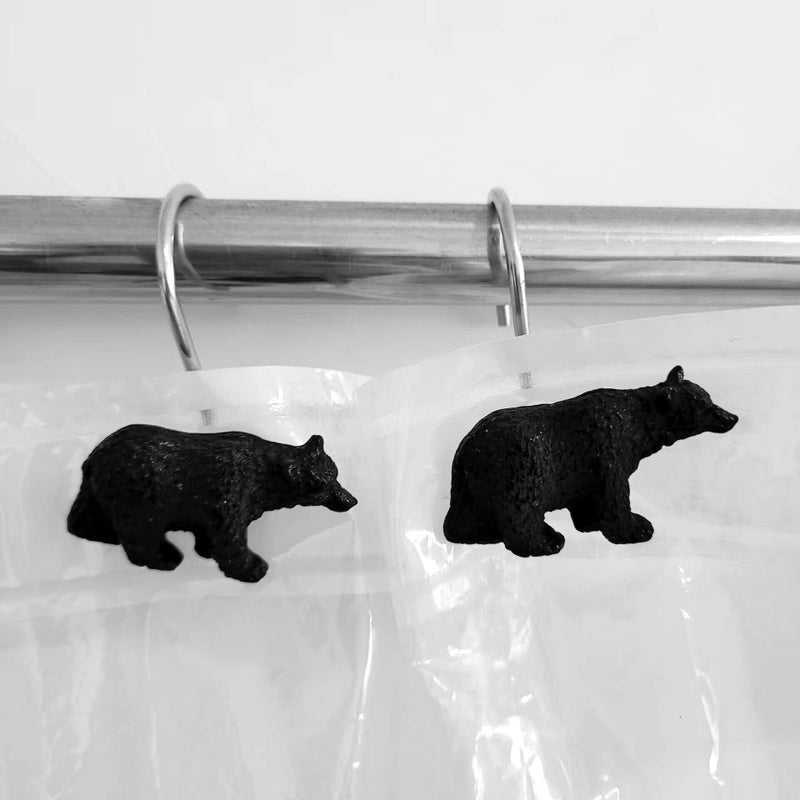 Twofishes Black Bear Lodge Shower Curtain Hooks Set of 12 Black Bear Lodge Shower Curtain Rins Set of 12 - Image 2
